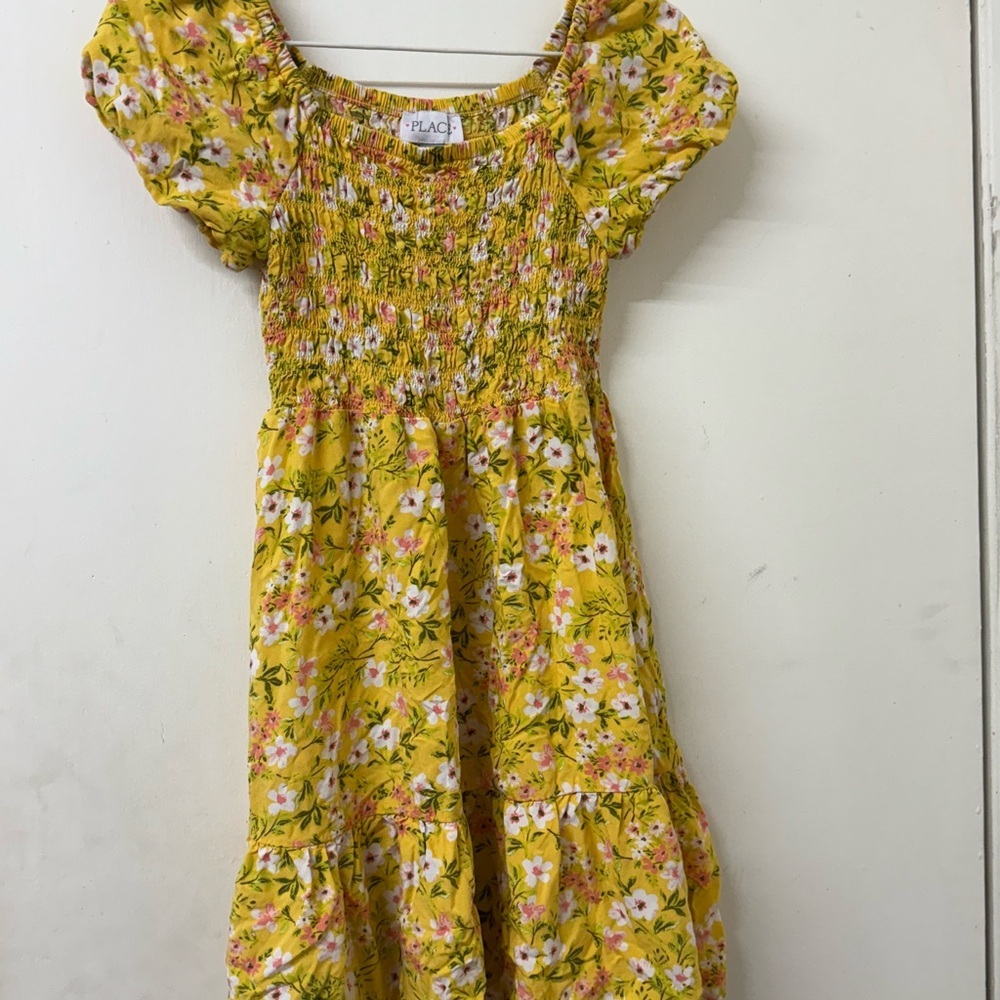 Place Yellow Floral Kids Dress